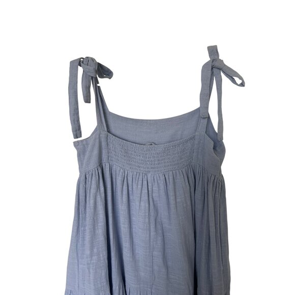 Zara Blue Tie-Strap Tiered Maxi Dress With Smocked Back - Picture 8 of 10